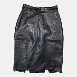 Tannery West Black Leather Pencil Skirt